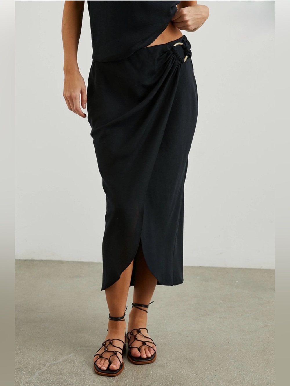 Rails‎ Sampha Linen Blend Black Skirt D Ring Belt Detail Vacation Resort Summer